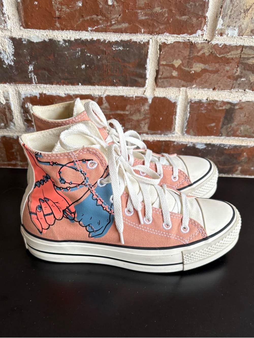 Converse x Millie Bobby Brown Platform Chuck Taylor CTAS High Tops Size 7 Peach